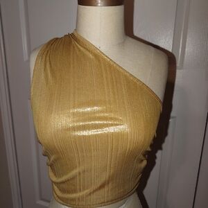 Gold One-Shoulder Women's Top